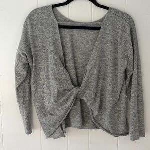 Open back grey sweater